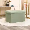 Banqueta Retangular com Armazenamento, Caixa de Armazenamento Dobrável, Banqueta Multifuncional para Trocar Sapatos, Banqueta de Tecido para Sofá para Uso Doméstico