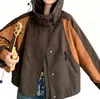 Chaqueta Corta de Trabajo Estilo Color Block Retro para Mujer, Nuevo Diseño Otoño 2026, Top Casual Suelto Único para Mujeres Pequeñas