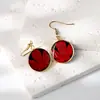 Pendientes de Acero Inoxidable con Hojas de Arce de Planta Real de Estilo Nuevo de Verano Transfronterizos Pendientes de Flor Eterna Resina de Colores Flor Real Colgantes Pequeños