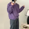 Estilo Perezoso Sencillo Versátil Estilo Coreano Cárdigan de Punto con Capucha Otoño Nuevo Abrigo Suéter Top Adelgazante de Color Sólido para Mujer