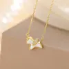 Yiluyin Prata de Lei S925 Banhado a Ouro Concha Branca Unicórnio Cavalo do Zodíaco Pingente Corrente da Clavícula Conjunto de Colares de Prata Versátil