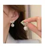 Brincos de Pérola Estilo Chanel com Laço Novos 2025 para Mulheres, Elegantes, de Nicho, Celebridade da Internet, Doces, com Strass
