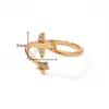 Anel Cruzado com Borboleta Cravejada de Diamantes Transfronteiriço Anel de Abertura Multi-Articulado Estilo Cool de Luxo Joias de Alto Padrão para Mulheres