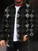 Nueva Chaqueta Casual Estampada para Hombre con Cuello, Estampado Digital 3D de Patrón Multicolor Personalizado para Primavera y Otoño
