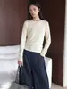 Louvre Outono Novo Estilo Coreano Simples Fashionável Gola Redonda Estilo Básico Multicor Tencel Camada Base Camiseta Amigo da Pele Top Feminino