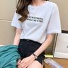Camiseta de Algodão de Manga Curta 2025 Verão Popular Feminina Solta Moda Versátil Tendência Estampada Tops Femininos Branco t Exportação