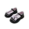 Zapatos de piel para niña en tallas 31-36, nuevo modelo de principios de primavera, estilo Mori girl, zapatos de princesa para niñas pequeñas, zapatos de suela antideslizante para niños, piel negra