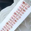 30 piezas de uñas hechas a mano oso lazo caricatura lindo combinan con todo blanco desmontable uña terminada