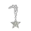 Anel de umbigo falso de borboleta com estrela de cinco pontas de diamante, clipe de umbigo sem perfuração, clipe de orelha, best-seller da Amazon eBay AliExpress