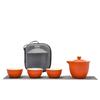 Taza Rápida Portátil Lubao de Cerámica Rugosa, Una Tetera, Tres Tazas, Bolsa Portátil para Exteriores, Set de Té de Viaje, Venta al por Mayor Asequible para Clientes