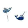Pendientes de Gota de Aceite de Dibujos Animados Espaciales Estilo Coreano Acero Inoxidable Cielo Estrellado Planeta Azul Luna Creciente Mini Lindos Versátiles para Estudiantes