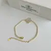 Pulsera de Plata de Ley S925 Trébol de Cuatro Hojas Transfronteriza para Mujer, Cadena de Tenis Sencilla de Nácar Blanco, Joyería de Mano para Mujer Fábrica al por Mayor