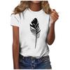 Exclusiva Transfronteriza de Amazon Camiseta de Algodón Poliéster CVC con Estampado de Libélula Pluma Holgada para Mujer Estilo Europeo y Americano Manga Corta Artículo Popular Transfronterizo