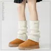 Calcetines de Punto Calcetines de Felpa Y2K para Mujer Algodón Puro Color Sólido Cubre Piernas Otoño e Invierno Botas de Alta Calidad Cubre Botas Tubo Largo Dama
