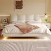 Cama flutuante estilo italiano, cama de couro genuíno, cama de casal moderna e simples de 1,68m para quarto principal, cama com armazenamento para apartamento pequeno, cama da moda