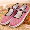 Estilo Novo Primavera e Verão Tendão de Boi Fundo Grosso Lã Fivela de Palha Sapatos de Algodão Old Beijing Femininos Linha Feita à Mão Lã Boca Rasa