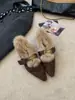 Primer Encuentro Temporada Aumentar Altura Zapatos Peludos Mujer Otoño Invierno Punta Fina Mocasines Más Terciopelo Cálido Exterior Felpa Zapatos Individuales