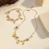 Estilo Oceano Europeu e Americano Pingente de Concha Estrela Conjunto de Colar e Pulseira de Aço Titânio Joias da Moda em Aço Inoxidável Série Oceano