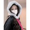 Gorro Balaclava Estilo Coreano para Mujer Gorro Tejido de Punta Protección para las Orejas Cálido Gorro de Lana Engrosado Cara Visible Gorro Pequeño Pullover