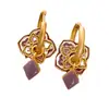 Pendientes Desmontables Geométricos de Esmalte Colorido Retro Nuevo Estilo Chinoiserie Tendencia Nacional Lujo Accesible Pendientes de Estilo Étnico de Gama Alta para Mujer