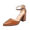 202232-46 Europa y Estados Unidos palabra sexy con combinación de colores en la boca Zapatos Four Seasons boca baja puntiagudos tacones altos gruesos jóvenes Comercio exterior