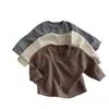 Camiseta de manga larga tipo suéter para primavera y otoño para niños, nueva camiseta casual versátil para niños, niños y niñas, top de cuello redondo para niñas
