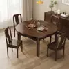 Novo Conjunto de Mesa de Jantar Redonda Extensível e Dobrável em Madeira Maciça Ébano Estilo Chinês, Dupla Utilização para Sala de Jantar em Casa