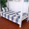 Roupa de Cama Solteiro para Dormitório Escolar Lençol de Cama Simples para Quarto Individual Lençol para Colchão Solteiro Algodão Simples Lavado Xadrez Azul e Branco