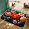 Alfombra de Baño Transfronteriza con Flores Cachemira Sintética Resistente a la Suciedad Absorbente de Agua Alfombra para el Hogar Entrada de Ducha Limpiable con Trapo Felpudo Fácil de Limpiar