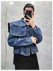 Chaqueta Corta de Alta Gama Vintage para Hombre, Diseño de Chal para Primavera y Otoño, Corte Holgado, Chaqueta de Mezclilla Elegante y Moderna