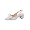 Sandálias de Bico Fino Femininas Verão 2025 Novo Estilo Fada Francês Vestido Salto Alto Sapatos Traseiros Vazados