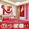 Parede de Fundo para Casamento com Adesivos de Palavras Felizes Conjunto de Decoração de Parede para o Quarto da Mulher Quarto Layout de Atmosfera de Casamento Faixa Longa de Palavras Felizes