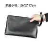 Bolsa de Mão Masculina Aoyi, Couro Genuíno de Primeira Camada de Vaca, Grande Capacidade, Bolsa de Mão Casual para Negócios, Bolsa Envelope Masculina, Carteira