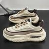 Populares Transfronterizos Primavera Nuevos Zapatos de Papá de Cuero Gruesos para Aumentar la Altura Versátiles de Bloques de Color Zapatos Casuales para Estudiantes Versátiles para Hombre