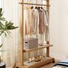 Perchero de Pie de Madera Maciza para Dormitorio, Perchero Sencillo Moderno Estilo Nuevo Chino para Casa de Huéspedes con Almacenamiento, Móvil