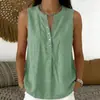 2026 Verano Europeo y Americano Transfronterizo Sitio Independiente de Amazon Nueva Ropa para Mujer Holgada y Cómoda Sin Mangas Cuello en V Color Sólido Camisa