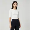 Top de Yoga Ajustado para Mujer con Mangas Cortas y Corte Cropped - Elástico, Amigable con la Piel, Favorecedor, Camiseta Versátil de Capa Base Deportiva