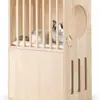 Ninho de Gato de Madeira Luxuoso de Camada Dupla, Apartamento Gaiola para Filhotes de Madeira, com 2 Almofadas Laváveis