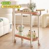 Estantería de almacenamiento con ruedas extraíbles para decoración de sala de estar, estilo carrito de hierro color crema, de pie, para apartamento pequeño.