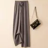 Pantalones anchos de punto de lana gruesa para mujer, de pierna recta, blancos, informales, de cintura alta, para otoño e invierno.
