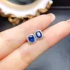 Pendientes de Botón de Zafiro con Incrustación de Plata S925, Piedra Principal 4*5, Perla Natural, Cierre de Plata 925, Pendientes de Alta Gama