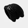 Gorro de Lana de 65 cm de Circunferencia de Cabeza Grande para Hombre en Invierno Negro Gorro de Lana con Forro Polar Adicional Talla Grande Gorro Tejido Gorro Grueso Tejido para el Frío para Mujer