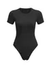 Body de camiseta básica casual elástico de manga corta con cuello redondo para mujer, de primavera/verano, transfronterizo, Amazon, europeo y americano