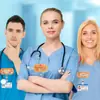 Porta-Crachá Retrátil Fofo com Emojis de Profissionais de Saúde, Bandaid de Acrílico com Clipe Giratório de Puxar Fácil
