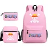 Mochila Escolar One Piece Luffy Transfronteiriça Mochila de Ombro Estojo de Lápis Bolsa de Lona de Três Peças Grande Capacidade Rei dos Piratas