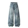 Pantalones Cargo Estilo Americano Jeans Scimitar Sueltos Unisex Lavado Retro Pierna Ancha Modernos Nuevos Casuales Largos