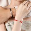 Pulsera de Plata S925 de Fujian y Guangdong con Ágata Blanca Natural Hebilla de Paz, Pulsera de Pareja Estilo Chino Nuevo, Sensación de Alta Gama, Regalo para el Festival Qixi