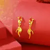Aretes Originales de la Semana del Caballo para Mujer, Plata Pura, Elementos del Año Nuevo Estilo Chino, Aretes de Moneda de Trébol Próspero