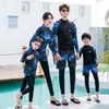 Traje Familiar Padre-Hijo Traje de Buceo Familia de Cuatro Traje de Medusa Adelgazante Snorkel Manga Larga Traje de Surfista Pareja Traje de Baño Madre e Hija