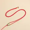 Corda para Pingente de Jade de Pescoço Ajustável Seda Dourada Nó de Seda Contas de Ágata Vermelha Cordão Tecido à Mão DIY Atacado